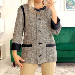 CHRISTIAN DIOR Classic Plaid Scoop Dress Coat Blazer